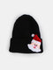 Unisex Polyester Cotton Knitted Solid Color Christmas Element Cartoon Decoration All-match Warmth Brimless Beanie Hat - Black
