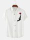 Mens Rose Floral Graphic Button Up Short Sleeve Shirts - White
