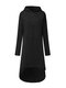 Casual Irregular Hooded Long Sleeve Women Hoodie Dresses - Black