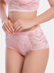 Women Mid Waisted Lace Full Hip Panties - Pink