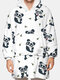 Cute Panda Printed Loose Flannel Casual Outfits Tops Oversized Two-Sided Blanket Hoodies For Men - White