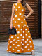 Women Polka Dot Tiered Tie Back Sleeveless Maxi Dress - Yellow