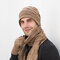 Men 2/3PCS Solid Color Keep Warm Sets Fashion Casual Wool Hat Beanie Scarf Full-finger Gloves - #03