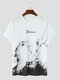 Mens Ink Floral Print Crew Neck Short Sleeve T-Shirts - White