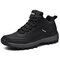 Men Microfiber Leather Anti-collision Toe Non Slip Outdoor Hiking Boots - Black
