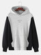 Mens Cotton Colorblock Funeral Culture Print Loose Hoodie With Muff Pocket - Grey