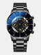 Decorated Pointer Men Business Watch Calendar Stainless Steel Leather Quartz Watch - #12