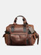 Men Vintage Casual Large Capacity Briefcase Laptop Bag Faux Leather Multi-Pocket Crossbody Bag Handbag - Coffee