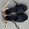 Large Size Women Peep Toe Buckle Strap Espadrille Platform Sandals - Black