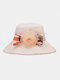 Women Cotton Solid Calico Print Patchwork Tulle Flower Decoration Breathable Sunshade Foldable Bucket Hat - Orange