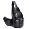 Ekphero Vintage Genuine Leather Large Capacity Travel Chest Bag Crossbody Bag For Men - Black