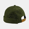 Brimless Hats Solid Color Letter Embroidery Skull Caps Hip Hop Hat  - Army Green
