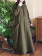 Vestido maxi com capuz solto cor sólida com bolso - Exército verde