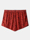Men Arrow Pants Soft Home Sleepwear Mesh Breathable Colorblock Boxer Shorts - Red