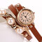 Trendy Pearl Bracelet Watch Three Layer Leather Watch Fashion Style Waterproof Quartz Watch - Coffee