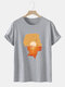 Mens 100% Cotton Design Portrait Sunset Print Short Sleeve T-Shirt - Grey