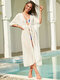 Women Solid Color Thin Chiffon Sun Protection Cover Up - White