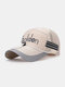 Unisex Nylon Mesh Patchwork Letter Print With Windproof Rope Reflective Strip Breathable Baseball Cap - Khaki