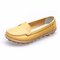 Casual Soft Sole Pure Color Slip On Flat Shoes Loafers - Yellow