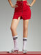 Falda con cremallera invisible Solid Slit Cinturón para Mujer - rojo