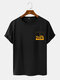 Mens Landscape Chest Print Crew Neck Short Sleeve T-Shirts - Black
