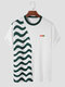 Mens Striped Patchwork Applique Holiday Short Sleeve T-Shirts - White
