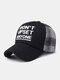 Men Cotton Vintage Lattice Stitching Letters Embroidery Warmth Casual Baseball Cap - Black