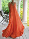 فستان ماكسي سادة بأشرطة مطاطية اللون مقاس Plus - البرتقالي