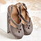 Plus Size Women Retro Casual Closed Toe Hollow Hook Loop Brief Comfy Flat Sandals - Grey