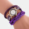 Strass vintage fluorescente multi-camada Watch Metal Colorful Quartzo tecido à mão com diamante Watch - 03