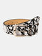 Women Leather Solid Color Snake Lychee Pattern Square Pin Buckle Fashion Belt - Black 2