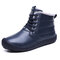 Large Size Men Fabric Leather Plush Lining Non-slip Casual Snow Boots  - Blue