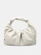 Women Vintage Faux Leather Solid Color Cloud Shape Handbag - White