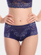 Women Mid Waisted Lace Full Hip Panties - Royal Blue