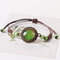 Ethnic Dried Flowers Gypsophila Hand-woven Bracelet Geometric Ceramic Beads Pendant Bracelet - Green