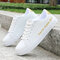 Men Daily Lace Up Artificial Leather Casual Sport Skate Shoes - Gold