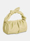 Women Faux Leather Brief Bowknot Chain Handbag Dinner Bag - Yellow