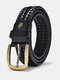 JASSY 105-125cm Men's Leather Handwoven Vintage Casual Pin Buckle Hollow Belt - Black