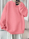 Mens Jacquard Crew Neck Casual Pullover Sweatshirt - Pink