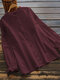 Women Solid Ruffle Trim Casual Long Sleeve Blouse - Wine Red