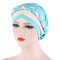Chiffon Cow Louver Beanie Fold Hat Soft Adjustable Headdress Headscarf - Light Blue