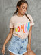 Multicolor Letters Graphic Short Sleeve Crew Neck T-shirt - Pink