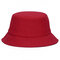 Women Summer Cotton Solid Pattern Bucket Hat Casual Sunshade Breathable Beach Hat - Red