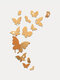 14PCS Acrylic 3D Butterfly Pattern Self-adhesive Removable Home Decor Mirror Wall Sticker - Gold