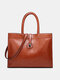 Women Retro Multi-pocket Large Capacity Handbag Shoulder Bag Tote - Brown