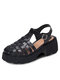 Women Summer Vacation Casual Comfy Platform Fisherman Sandals - Black