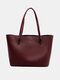 Women Artificial Leather Vintage Large Capacity Tote Bag Soft Brief Working Casual Handbag - Red