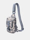 Men Nylon Fabric Vintage Multi-functional Sling Bag Outdoor Running Crossbody Bag - Gray