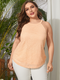 Lace Sleeveless Halter Plus Size Tank Top - Pink