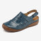 LOSTISY Hook Loop Cloased Toe Comfortable Women Slingback Sandals - Blue